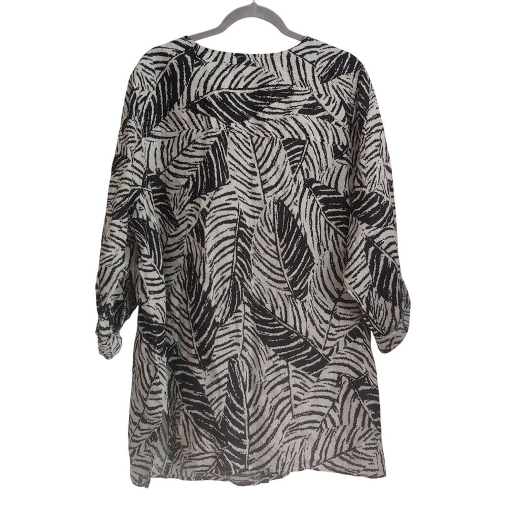 Cynthia Rowley Womens Leaf Print Linen Button Top Business Mature 3X Top - Picture 2 of 12
